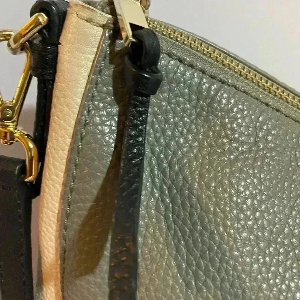 Kate spade beige grey leather satchel handbag